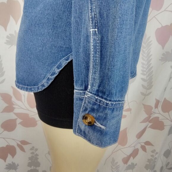 Cavalini denim collection button down shirt size Small - Picture 5 of 10